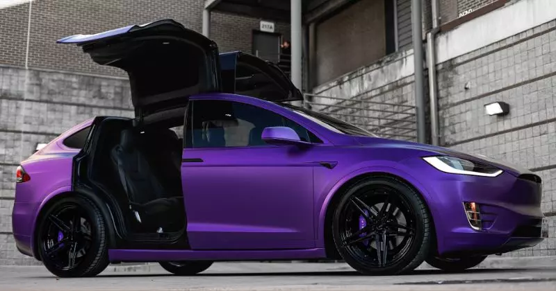 Design and Aesthetics Matte Purple Car Tesla Model X